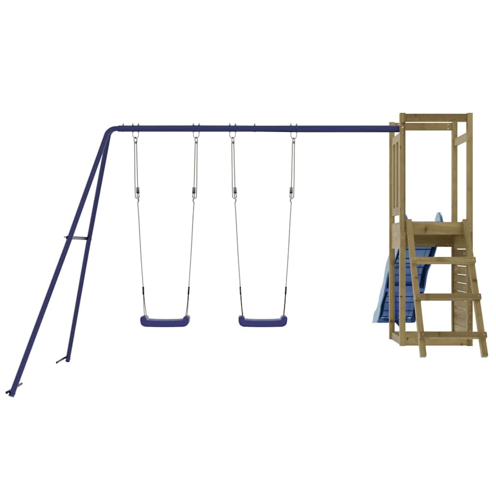 Spielturm aus imprägniertem Kiefernholz mit Rutsche Schaukel Klettergerüst für Garten Kinder outdoor Spielplatz, robustes Holz, inklusive Zubehör, für Kinder ab 3 Jahren, langlebig, sicher