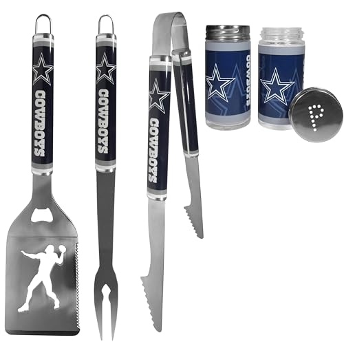 Siskiyou NFL Dallas Cowboys 3 pc Steel Logo BBQ Tools w/Shakers One Size Team Colors