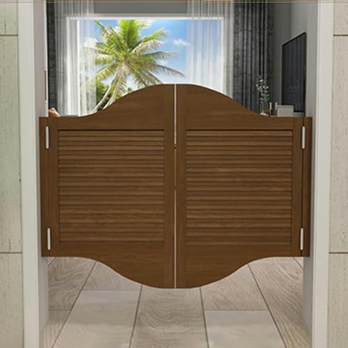 Puertas oscilantes de madera maciza para estilo de granja, puerta rústica de salón de café con bisagras y postes de puerta, ideal para entrada, escalera, armario, inodoro