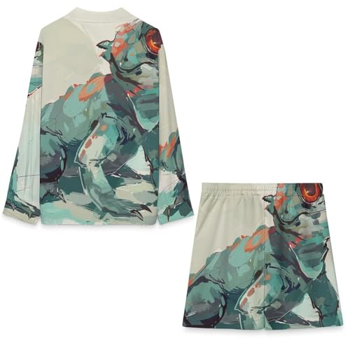 Cartoon Monitor LizardMen's Long-sleeved Suits for Everyday Casual Wear2