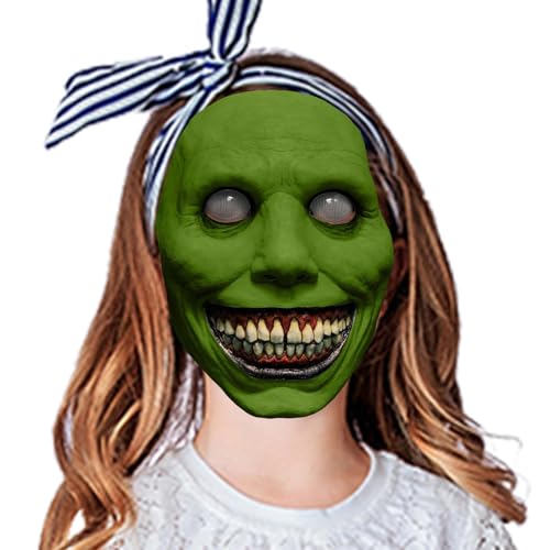 Genérico Máscara de terror - Máscara aterradora realista de látex de demonio sonriente, aterradora de cubierta completa para disfraz de cosplay de fiesta de Halloween | Máscaras de disfraces de