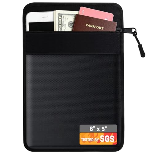 Small Fireproof Bag, Waterproof Fireproof Money Bag for Cash with