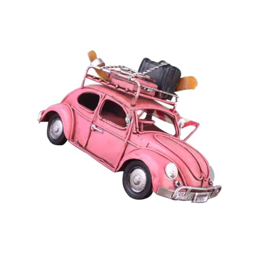 Voiture vintage décorative artisanat en fer rose : souvenir d'enfance