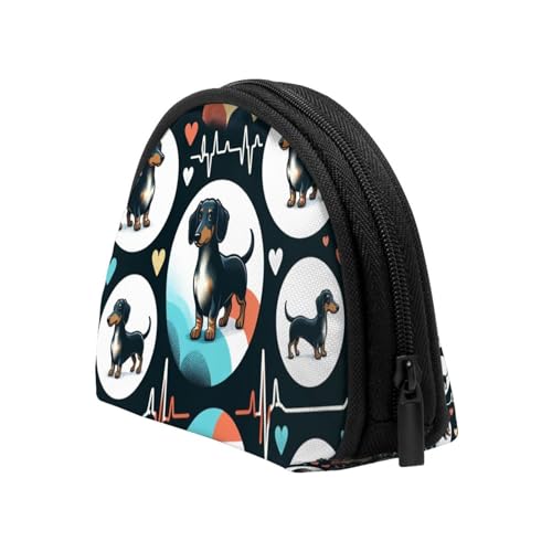 Portable Coin Purse Dachshund-Heartbeats Mini Zippered Money Pouch Card Holder4