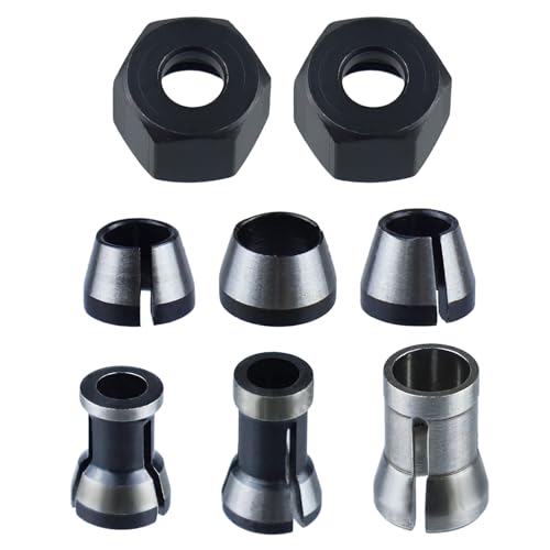 Hohitenz 6 Stück Spannzangen für Fräse Fräszubehör 6 mm 6,35 mm 8 mm mit 2 Muttern – Präzisions-Spannzangen für Gravur & Holzbearbeitung