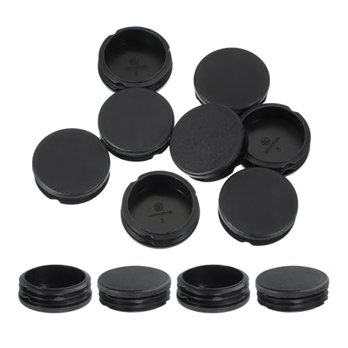 Image of PATIKIL 2-3 /8 Inch Plastic Tubing End Caps, 10 Pcs Round Hole Plug Insert for Round Iron Pipe Chair Leg Table Bookshelves Patio Furniture, Black