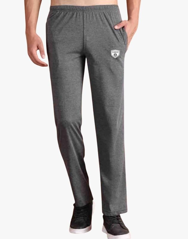 Image of Men's Black Pure Cotton Antra Track Pants (Regular Fit)
