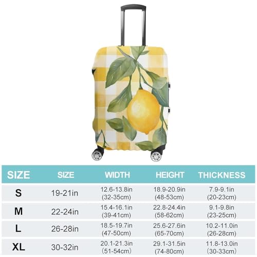 Yellow Lemon Check Stripes Luggage Covers Washable Travel Suitcase Cover Elastic Baggage Protector2