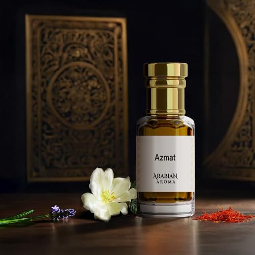Image of Arabian Aroma Azmat Attar | Saffron & Oud Fragrance with Musk Base | Attar for Men Long Lasting Smell | Oil-Based Alcohol Free Ittar | 100% Perfume for Men | Roll On Itra | (6ml)
