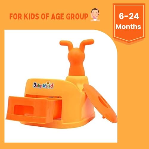 Image of Nabhya Potty Toilet Trainer Seat /Chair with Lid and High Back Support for Toddler Boys Girls (Age 7 Months to 3 Years) (Orange)