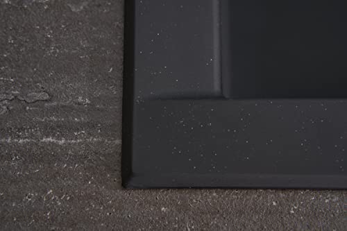 Respekta Mineralitespüle in Schwarz /1 Becken Einbauspüle in 80 x 50 cm Spülbecken geeignet für Unterschränke ab 50 cm Breite