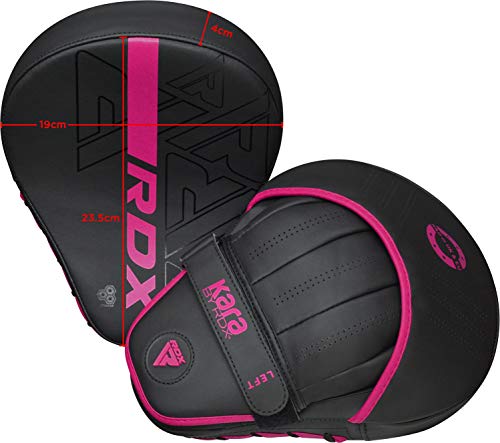 Image of RDX Boxing Pads Curved Focus Mitts, Maya Hide Leather Kara Hook and jab Training Pads, Adjustable Strap Ventilated, MMA Muay Thai Kickboxing Coaching Martial Arts Punching Hand Target Strike Shield
