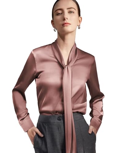 DAISYSILK 30 Momme Silk Tie-Front Blouse for Women, 100% Mulberry