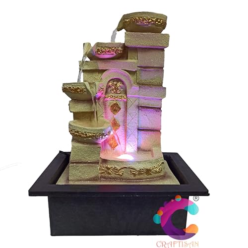 Image of Decorative Water Fountain for Home Decor, Office, Indoor & Outdoor, Garden, Puja Room, Vaastu, Reception, Spa, Gifting. (4 Step Designer Diya)