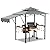 Cibeat 8x5 FT Grill Gazebo with Double Tiered Canopy Roof, Black Steel Frame Grill Gazebo with LED Light & Extra Shadow for Outdoor, Patio, Garden, and Backyard Activities, Grey