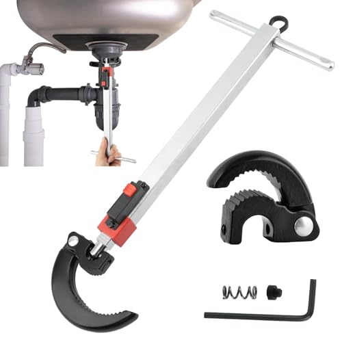 JIANWEI Pro Telescoping Basin Wrench, 1-1/4 To 2-1/2inch Jaw Capacity Adjustable Tap Nut Spanner Long Handle Basin Spanner for Fixing Back and Union Nuts Under Sink(As shown)