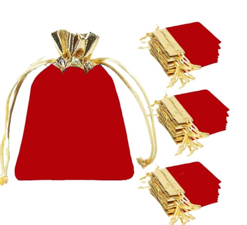 Bolsas de regalo de terciopelo WENDIN rojas de 4x4.8 pulgadas para joyería