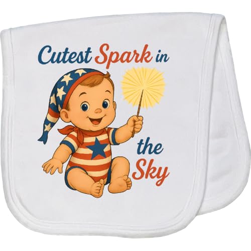 inktastic Patriotic Baby Cute Spark Festive Outfit Baby Burp Cloth White 45697