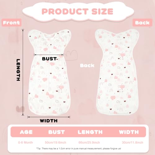 Image of SNOWIE SOFT Baby Swaddles for Newborns, Bamboo Cotton Baby Swaddle Wrap for Newborns Arms Up Infant Sleeping Blanket Zipping Sleeping Bag Newborn Sleep Sacks for Startle Reflex for Infant 0-6 Months