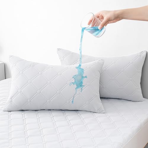 Ystyle Juego De 2 Funda De Almohada Impermeable 50x80 Cm, Funda Almohada Anti Ácaros, Fundas con Cierre De sobre, Protector De Almohada Antibacterianas Hipoalergénicas Lavable, Blanco