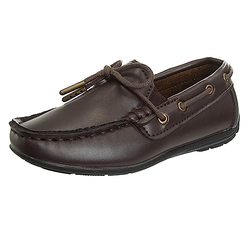 Josmo Boys Moccasin Driving Loafers - Casual Dress Penny Slip On Boat Shoes cover