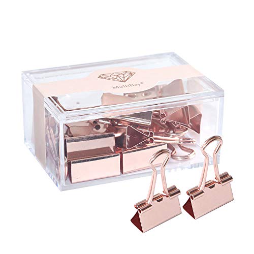 1 Inch Rose Gold Large Binder Clips Big Paper Tickets Clamp in Reusable Binder Clip Holder Office Supplies for Women, 12PCS Per Box (Rose Gold 25mm)