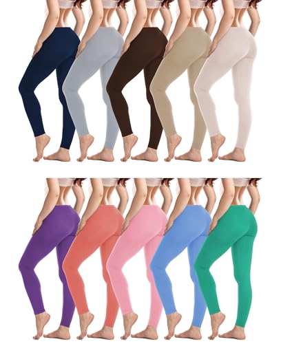 Sexy Basics Womens Ultra Soft Cotton Stretch Full Length Footless Leggings Skinny Pant Tights | Multi Packs & Colors