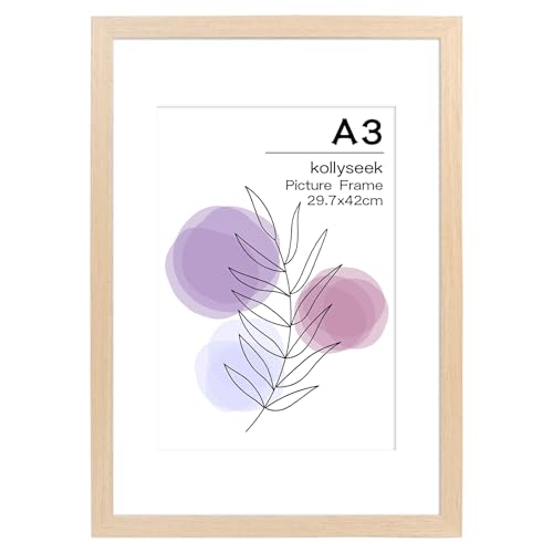 kollyseek picture frame A3 real wood oak colour with passe-partout 29.7 x 42cm wooden frame with acrylic glass oak nature photo frame (light oak colour) kollyseek picture frame A3 real wood oak colour with passe-partout 29.7 x 42cm wooden frame with acrylic glass oak nature photo frame (light oak colour)
