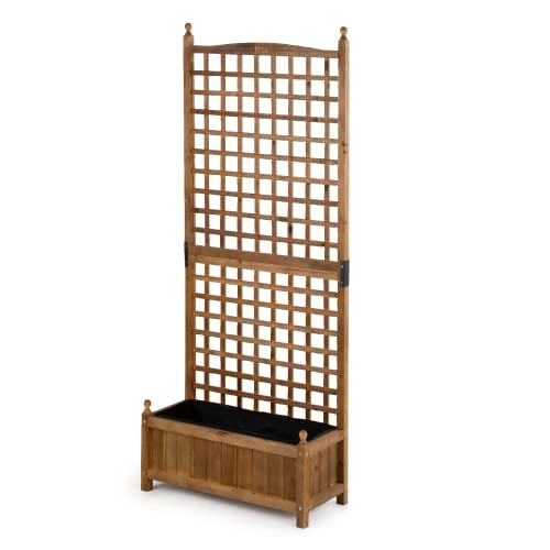 Idzo Raised Garden Bed With Trellis, Durable Oil Coated Planter With Trellis, 71 Inches Height Vertical Gardens Outdoors With Convenient Non Woven Lining For Better Plants Growing #TOP5