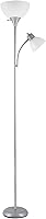 Globe Electric 67134 72" Torchiere Floor Lamp with Adjustable Reading Light, Silver, 3-Step Dimming, Modern Living Room Office Lamp