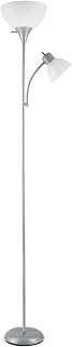 Globe Electric 67134 72" Torchiere Floor Lamp with Adjustable Reading Light, Silver, 3-Step Dimming, Modern Living Room Office Lamp