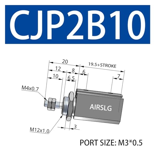 Cilindro tipo SMC de dupla ação haste única CDJP2B6-5D CJP2B10-10D CDJP2D16-15D CJP2D10-20D CJP2B6-1