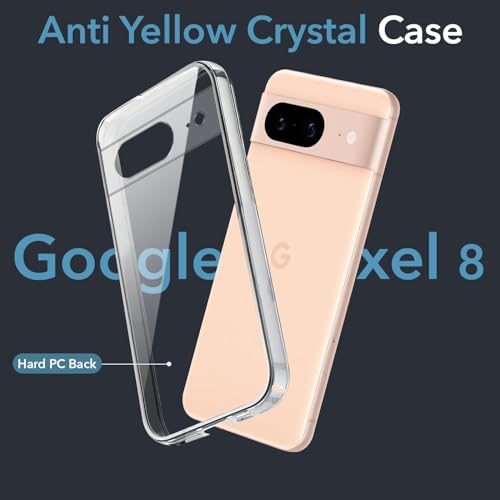 Image of Jkobi Lifetime Anti-Yellow Clear Back Cover Case for Google Pixel 8 (Sleek Hard Crystal | Shockproof and Camera Protection)