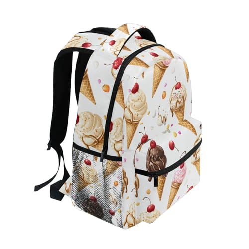 Ice Cream Cherry White Backpack for School Boys Girls Adults Kids Bookbag Laptop Bag 18L2