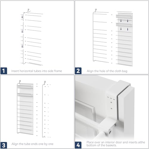 Image of Whitmor 27 Pair Over The Door Shoe Organizer, 11 Tier Hanging Shoe Organizer, Heavy Duty Metal & Mesh Shoe Holder, Hanging Shoe Rack for Closet Organizer & Storage,79.9 inchL x 21.7 inchW x 7.5 inchH, White