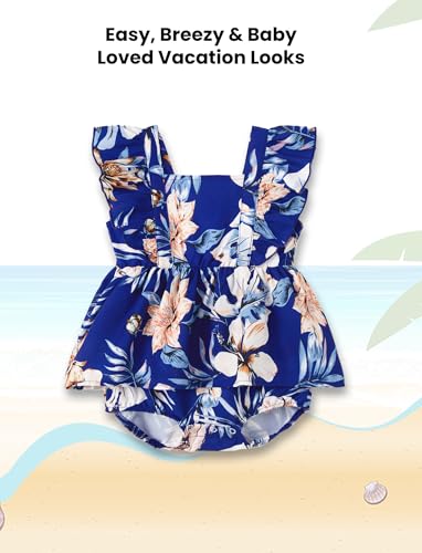 Image of PATPAT Family Hawaiian Matching Outfits - Mommy and Me Vacation Outfits | Halter Sundresses and Button Down Shirts,Caribbean Vacation Summer Tropical Outfits,Hawaiian Boho Tropical Floral Printed