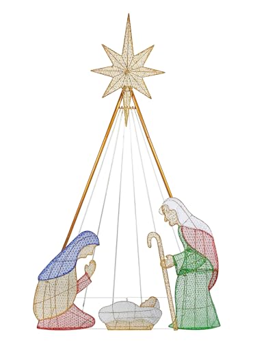 Top Treasures S105/3F-06-11A 6Ft Outdoor Pre-Lit Nativity Set - Lighted Christmas Scene thumb #7