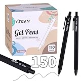 YISAN Gelschreiber Schwarze,150 Pack,Gelstifte 0.7mm,Einziehbarer Kugelschreiber,Smooth Writing for Note Taking,71057