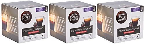 Nescafé Dolce Gusto Cápsulas de Espresso Intenso Descafeinado, Café Espresso Intenso sin cafeína, 3 cajas de 30 cápsulas - 90 Cápsulas
