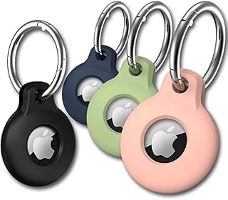 4 Pack AirTag Holder with Keychain, FOROUME Silicone Case for Airtags with Keychain, Protective Holders Cover for Key Finder Tracker, Dog, Cat, Luggage, Wallet, Backpacks