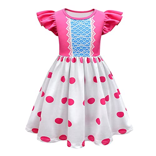 Garperkids Girls Bo Peep Flutter Sleeve Princess Summer Casual Party Dress Kids Outfits Pink