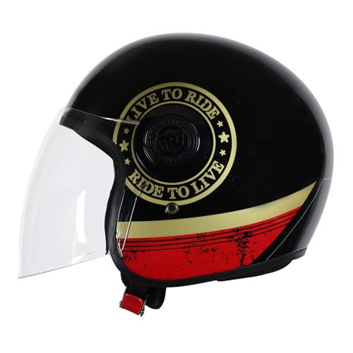 Image of ROYAL ENFIELD Copter Live to Ride Open FACE Helmet Black & Gold L