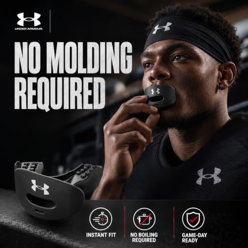 Image of Under Armour Football Lip Guard - Mouthpiece with Strap, Full Mouth Protection for Braces