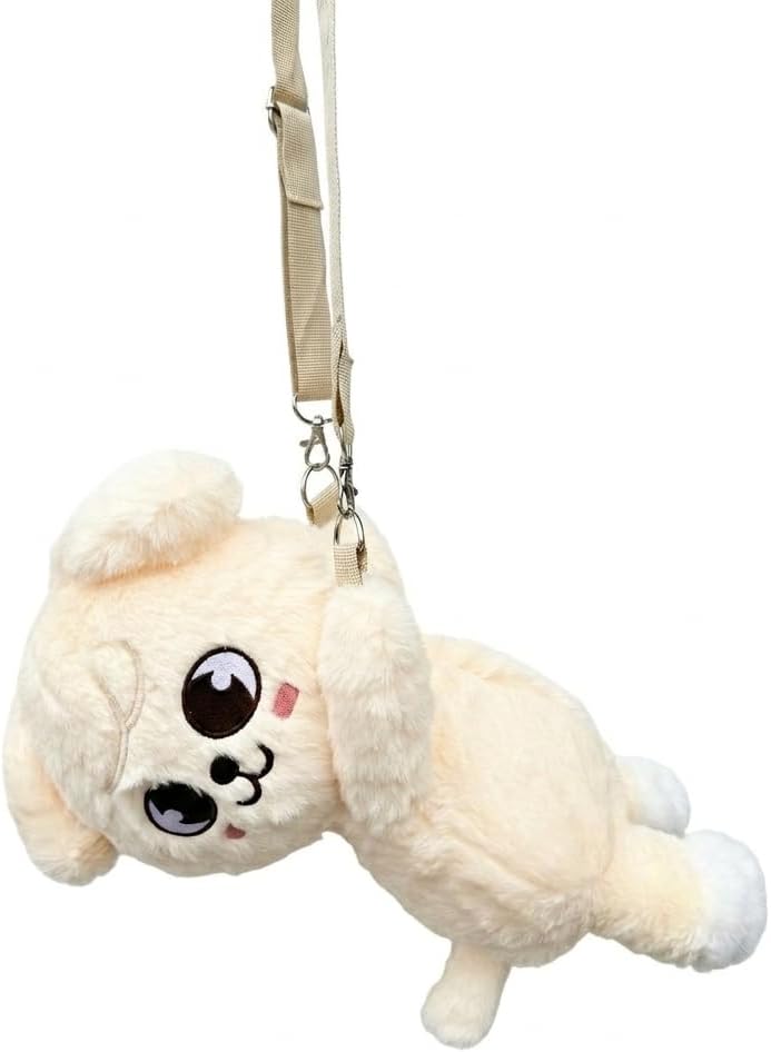 10 Inch, Skzoo Plush Soft Crossbody Bag, Cute Animal Stray Inspired Fuzzy Shoulder Purse, Adjustable Strap Cartoon Bag