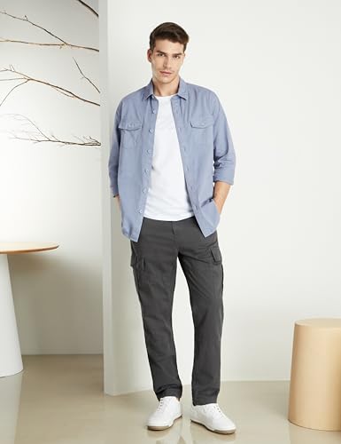 Image of Symbol Premium Men's Regular Fit Washed Cargo Pants (Pure Cotton | Relaxed Fit)
