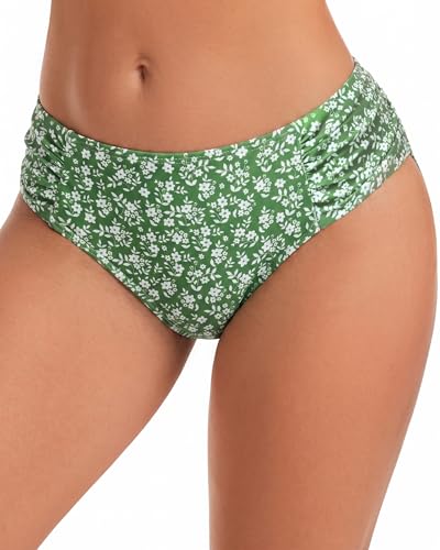 Image of Women's Bathing Suit Bottoms Full Coverage Ruched Bikini Tankini Bottom Swimsuit Brief