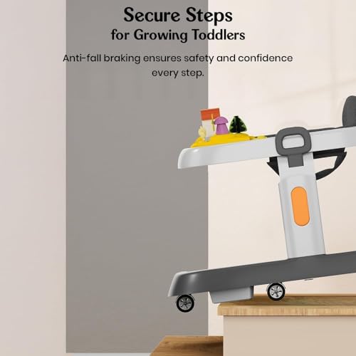 Image of StarAndDaisy Elegant Baby Walker 6 to 18 Months /Walker for Kids Girl Boy with Anti Fall Brake Pads, 3 Speed Height Adjustment, Multi-Level Seat Adjustment, Recreational Music Toy Bar, (Elegant Grey)