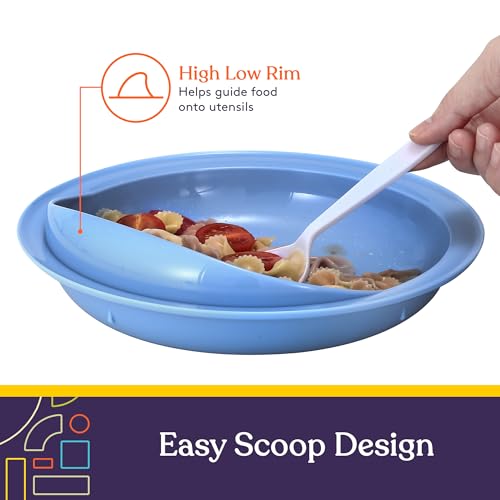 Special Supplies Adaptive Spill-Proof Scoop Plates- Dishes with Wall for Disabled, Elderly Adults with Special Needs from Parkinson's, Dementia, Tremors- 3 Pack (White, Blue, Red) - Image 7