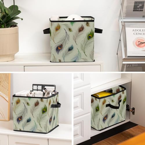Boîte de rangement pliable en tissu cube à poignées ergonomiques - 6