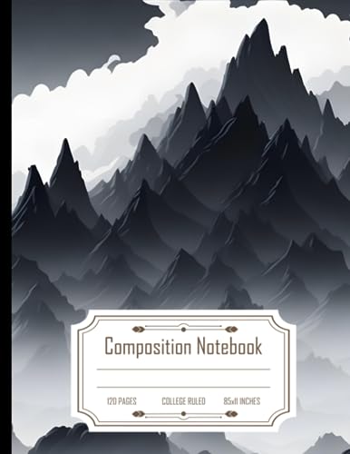 Composition Notebook College Ruled: Chinese Ink Style Grayscale 2D Side Scrolling RPG Game, Ideal for Game Backgrounds, Size 8.5x11 Inches, 120 Pages